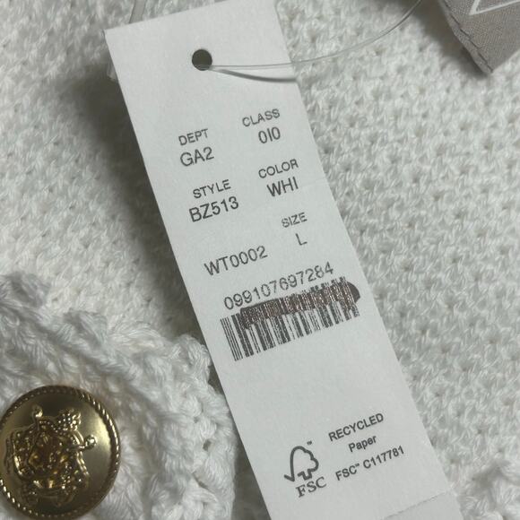 J. Crew Women's Short Sleeve Gold Button Sweater Lady Jacket L Large New - Picture 9 of 11